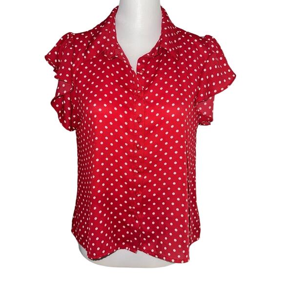 Active USA Tops - Active USA Red and White Polka Dot Short Sleeve Top Size Medium